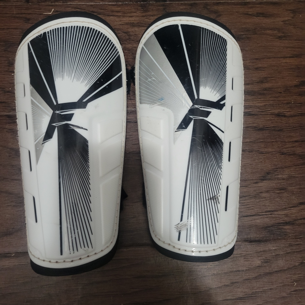 White & Black Graphic Shin Guards